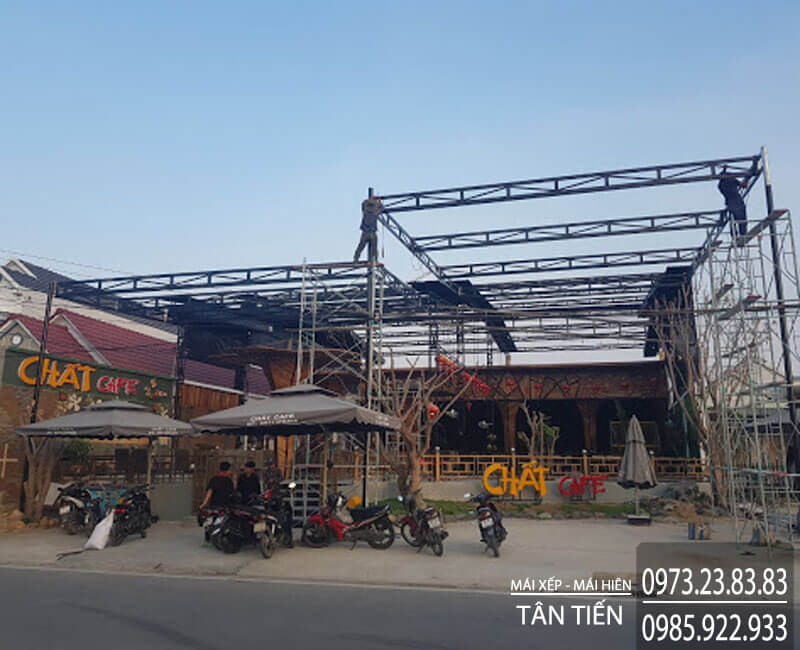 Mai Xep Tan Tien Thi cong lap rap khung mai xep keo