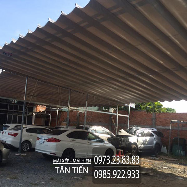 Mái xếp nhà để xe - Mái xếp bãi xe Tân Tiến giá rẻ và chất lượng